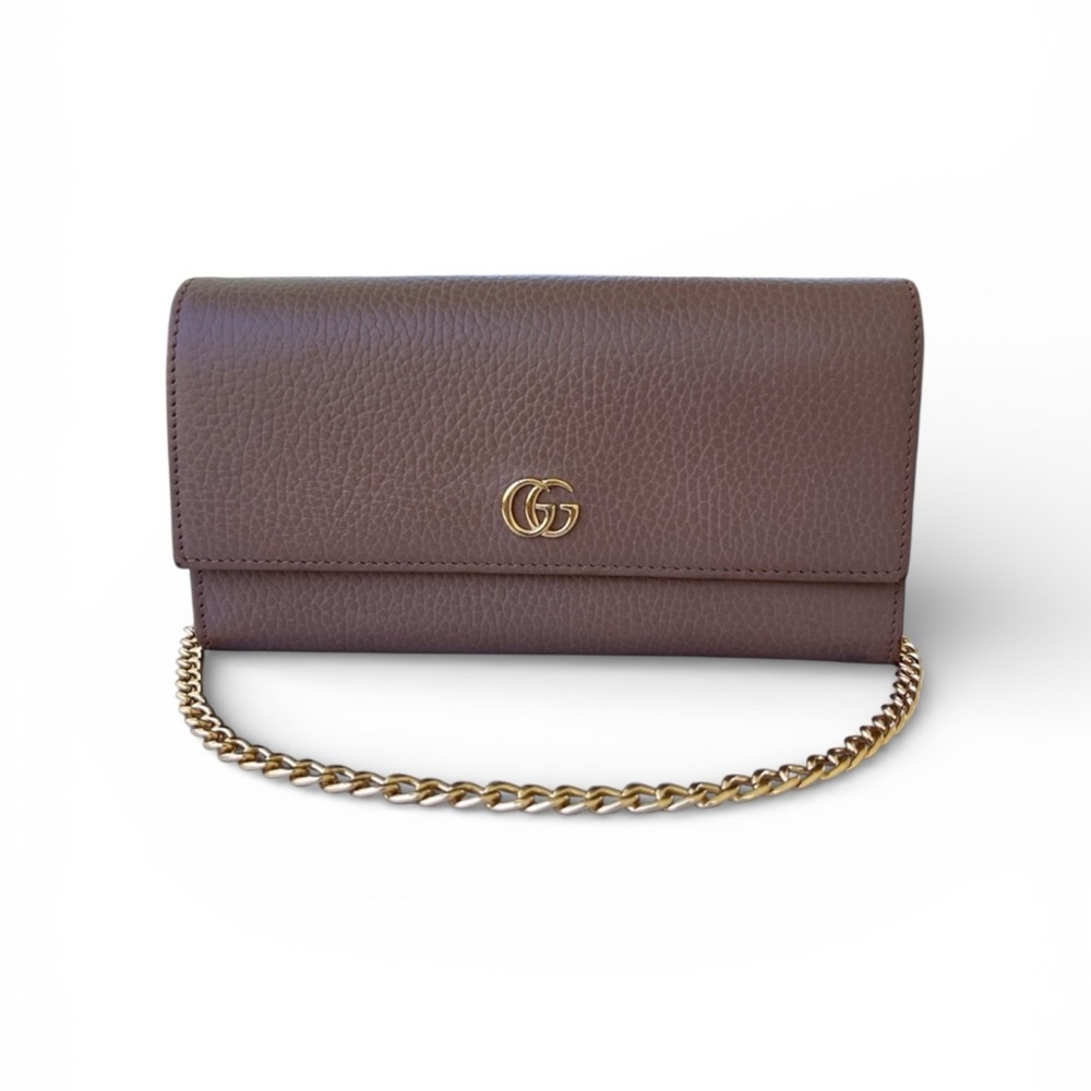Authentic Gucci Marmont long wallet mauve gold
